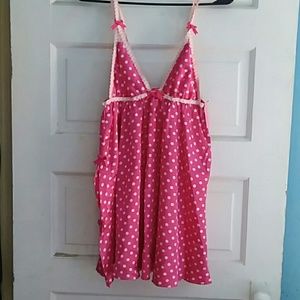 Pink & white Betsey Johnson polka dot chemise